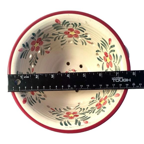 New Debco Ceramic Colander with Plate Flower Design Fruit Bowl - Picture 4 of 10
